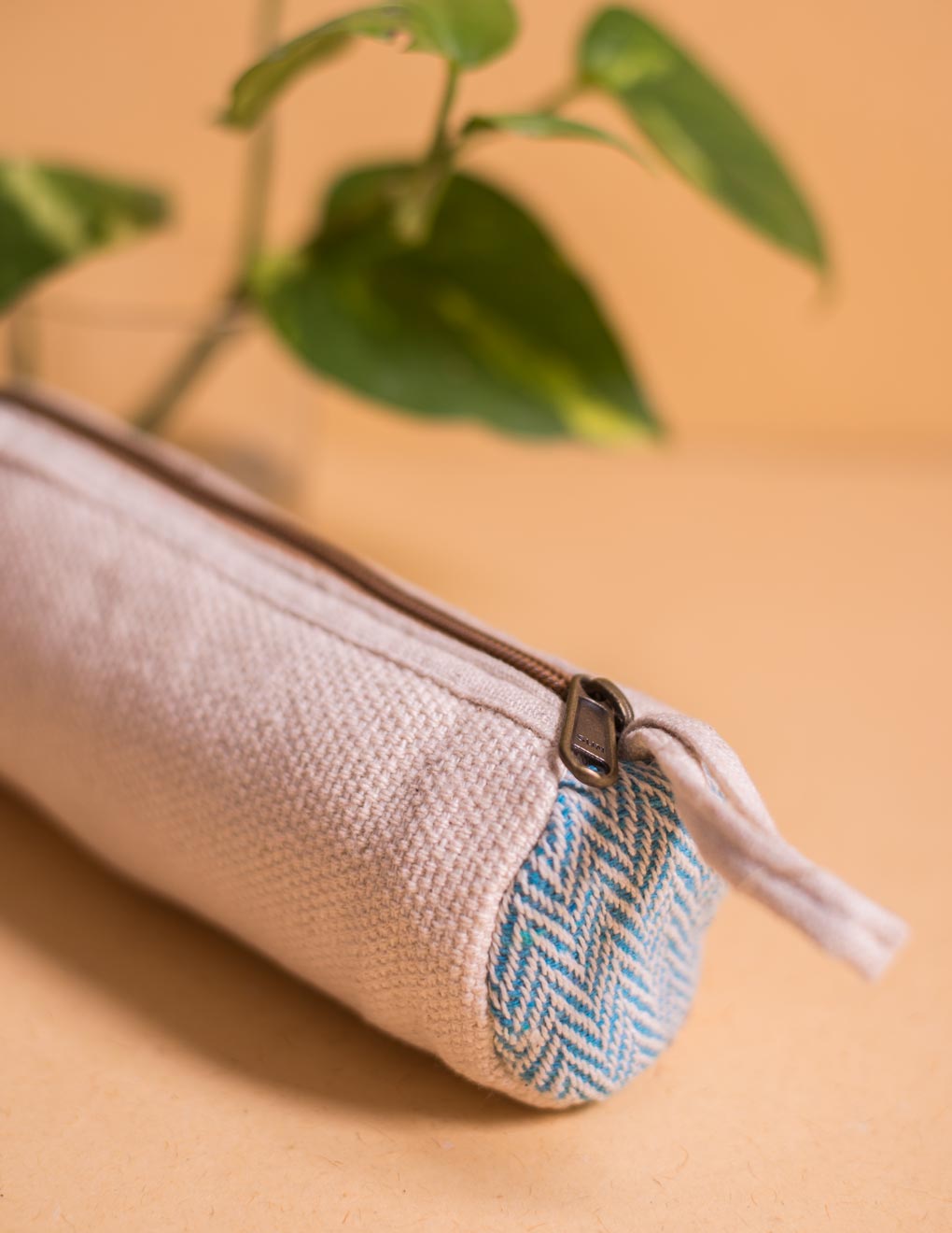 White Hemp Handmade Pencil Pouch