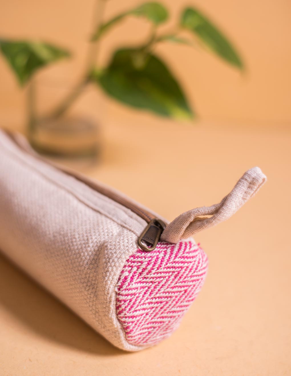 White Hemp Handmade Pencil Pouch