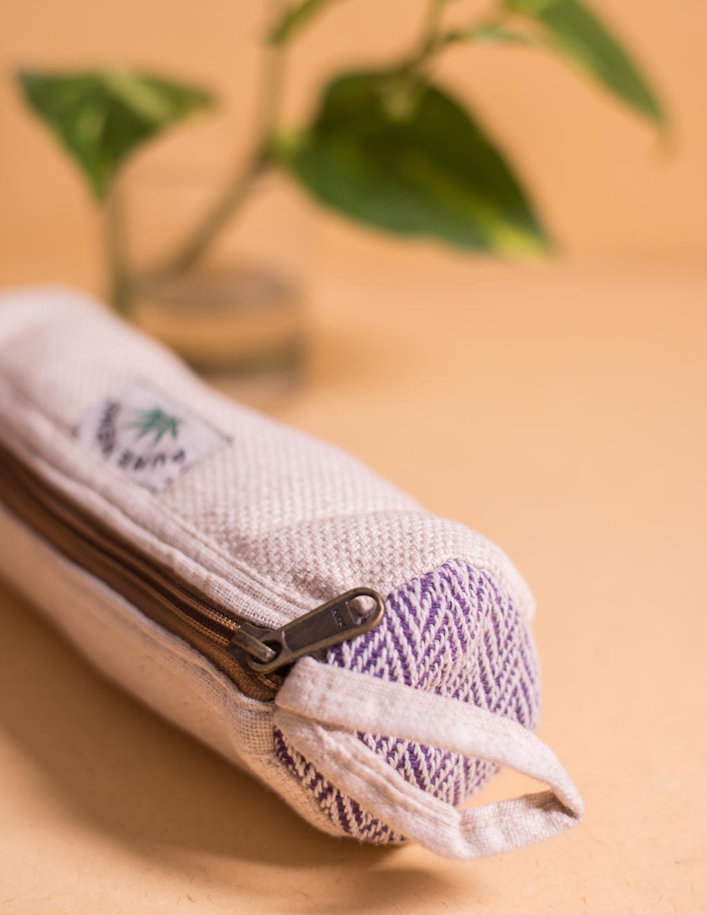 White Hemp Handmade Pencil Pouch