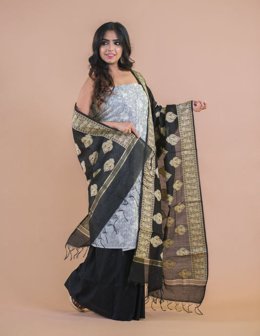 White Banarasi Nimzari Silk Suits with Banarasi Chanderi Dupatta - Artytales
