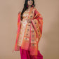 Pink & Gold Banarasi Nimzari Silk Suits with Banarasi Chanderi Dupatta - Artytales