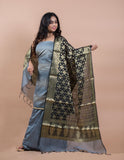 Banarasi Cotton Zebra Grey Stripes Suit with Banarasi Dupatta - Artytales