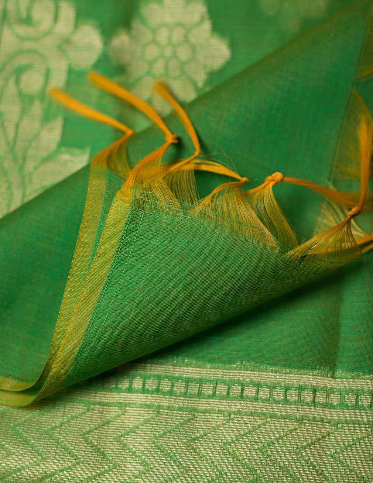 Green & Gold Banarasi Nimzari Silk Suits with Banarasi Chanderi Dupatta - Artytales