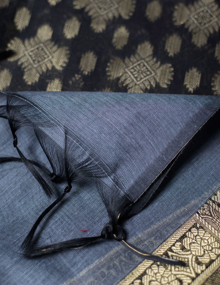 Banarasi Cotton Zebra Grey Stripes Suit with Banarasi Dupatta - Artytales