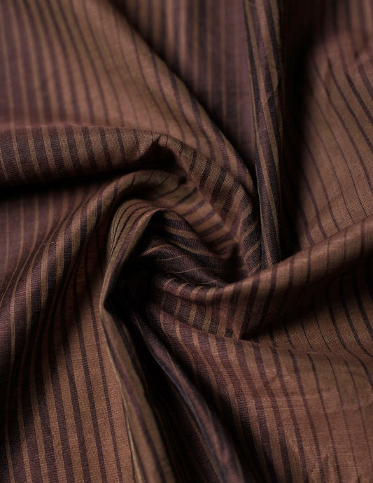Banarasi Cotton Zebra Stripes Brown Suit with Banarasi Dupatta - Artytales