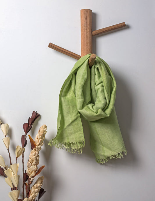 Green Woven Viscose Linen Stole - Artytales