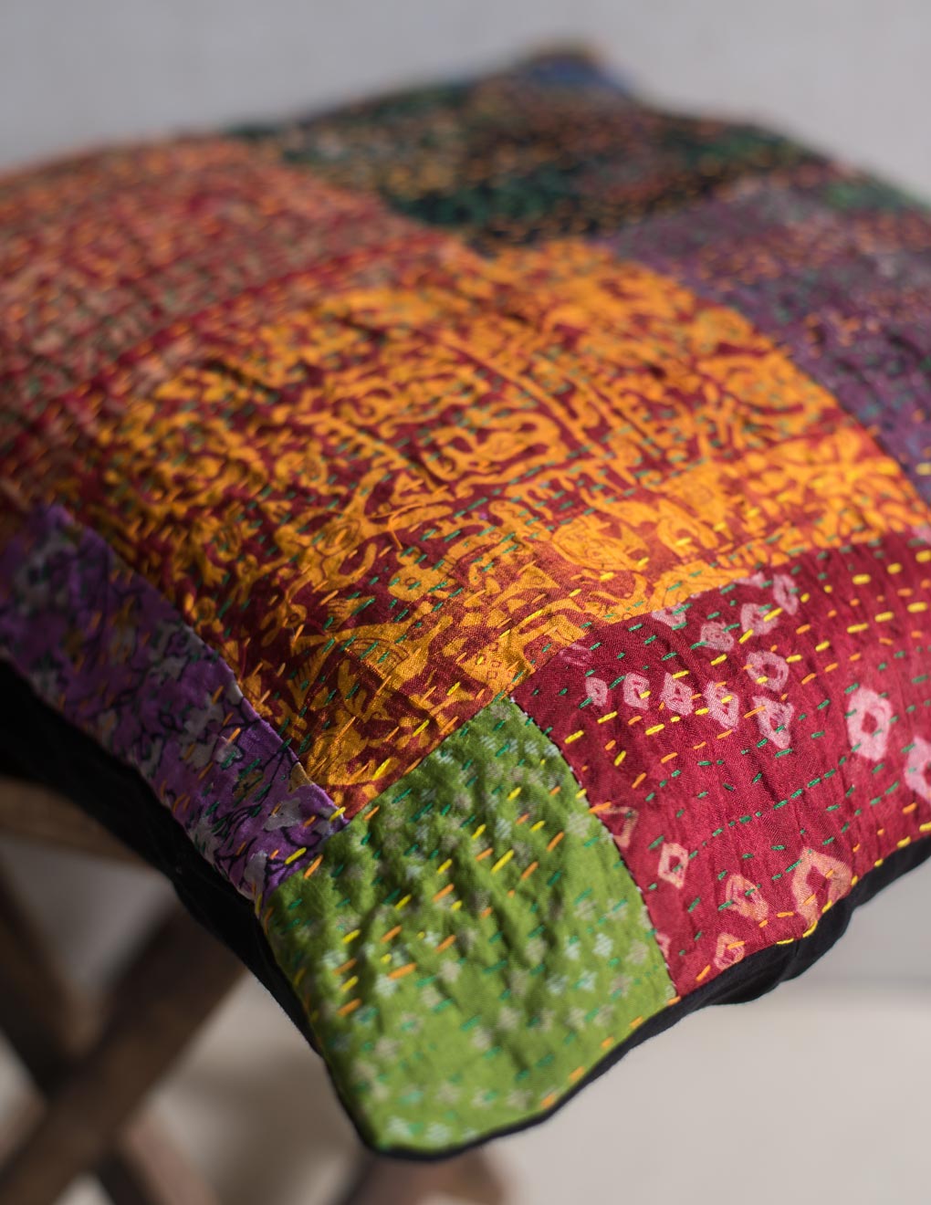 Kantha Patch Work Cushion Cover Single