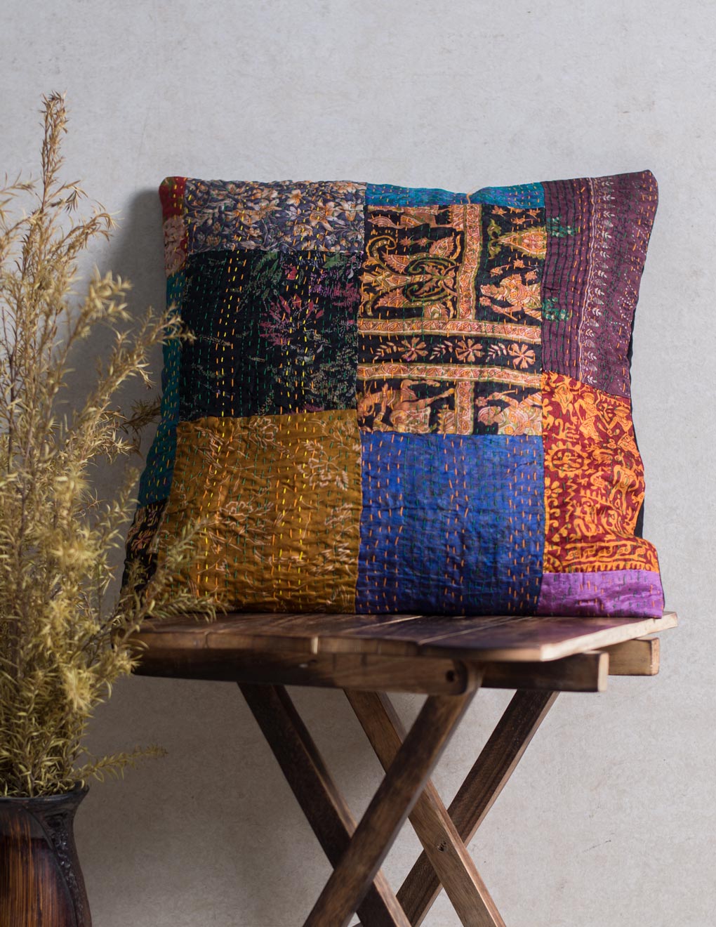 Kantha Patch Work Cushion Cover Single