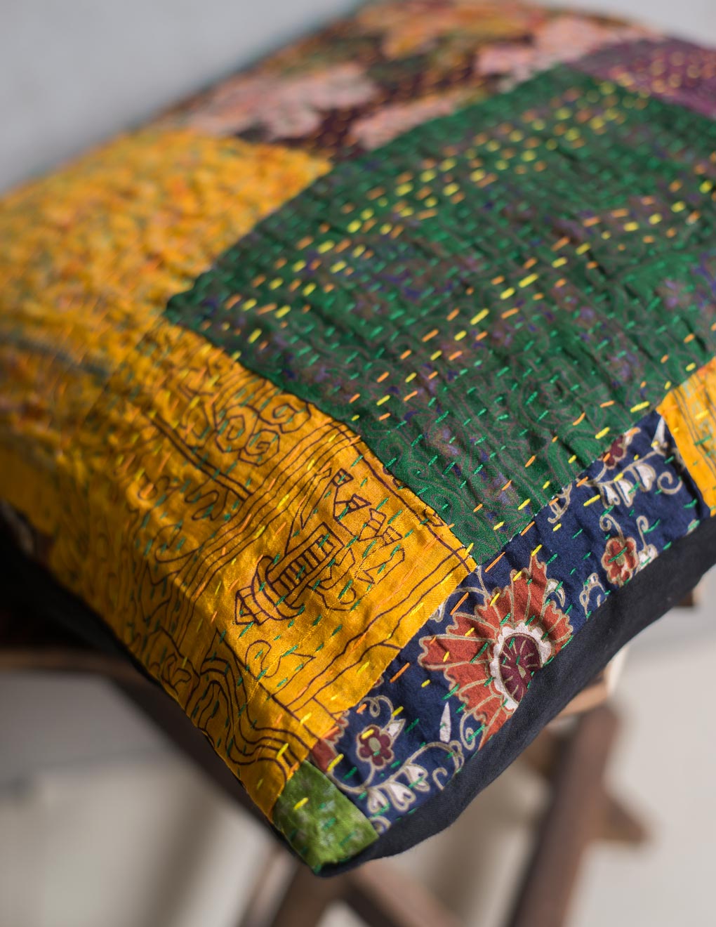 Kantha Patch Work Cushion Cover Single