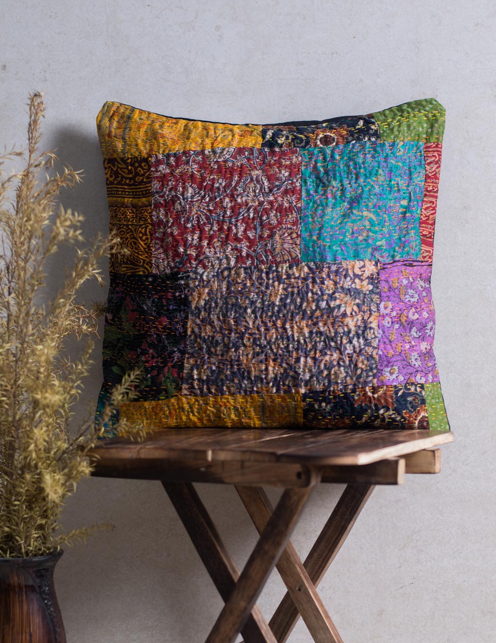 Kantha Patch Work Cushion Cover Single