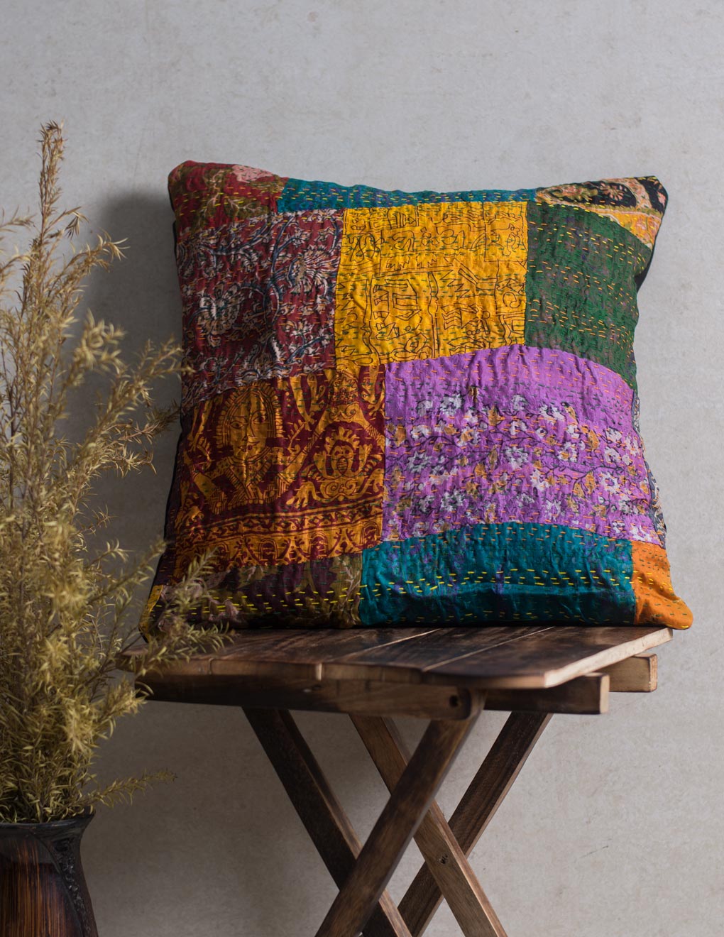 Kantha Patch Work Cushion Cover Single