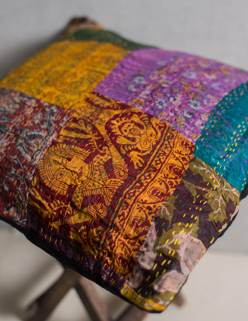 Kantha Patch Work Cushion Cover Single