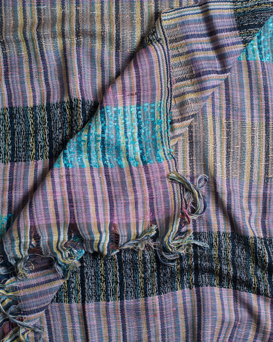 Mauve Stripe Handloom Cotton Matka Silk Stole