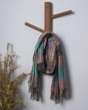 Mauve Stripe Handloom Cotton Matka Silk Stole