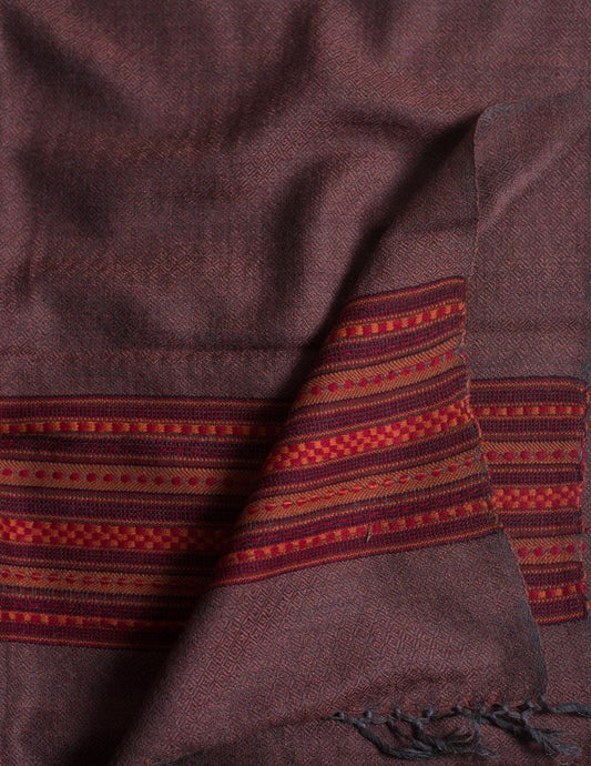 Brown Pure Handwoven Woollen Stole