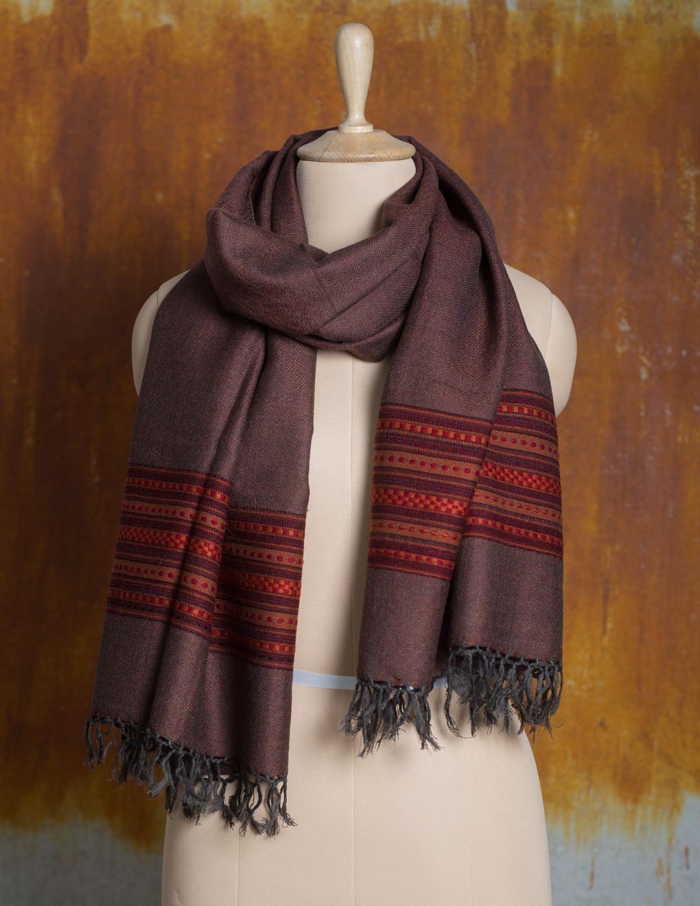 Brown Pure Handwoven Woollen Stole