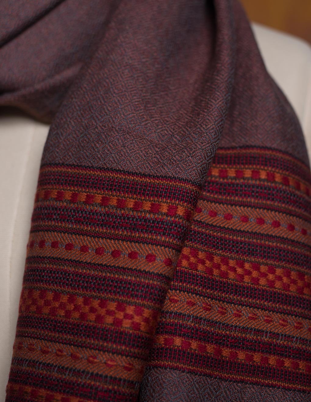 Brown Pure Handwoven Woollen Stole