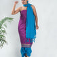 Handloom Mangalgiri Violet Cotton Unstitched Suit Set - Artytales