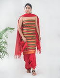 Handloom Mangalgiri Stripe Cotton Unstitched Suit Set - Artytales