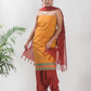 Handloom Mangalgiri Yellow Cotton Unstitched Suit Set - Artytales