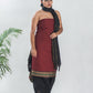 Handloom Mangalgiri Red Cotton Unstitched Suit Set - Artytales