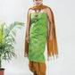 Handloom Mangalgiri Green Stripe Cotton Unstitched Suit Set - Artytales