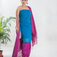 Handloom Mangalgiri Blue Cotton Unstitched Suit Set - Artytales