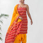 Pochampally Ikat Red Unstitched Suit Set