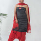 Ikat Handloom Black Unstitched Suit Set