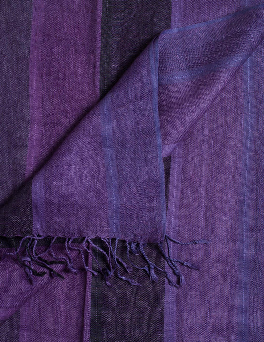 Violet Stripe Woven Bhagalpuri Pure Linen Stole