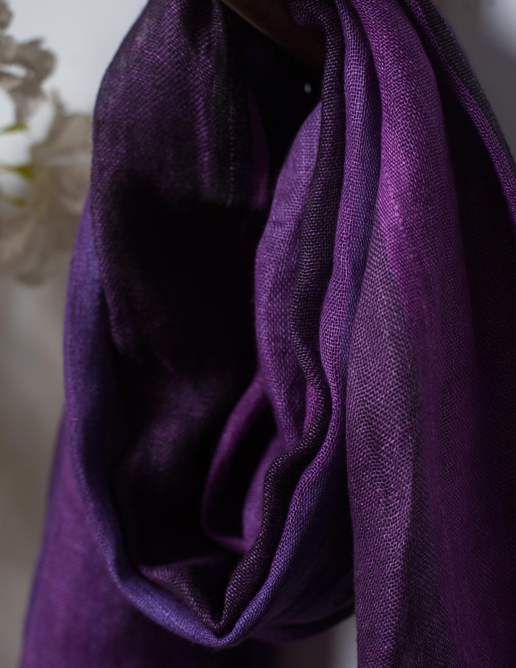 Violet Stripe Woven Bhagalpuri Pure Linen Stole