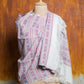 White & Pink Self Design Woollen Stole