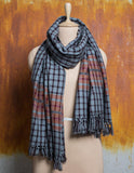 Blue Check Pure Handwoven Woollen Stole