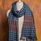 Navy Blue Check Pure Handwoven Woollen Stole