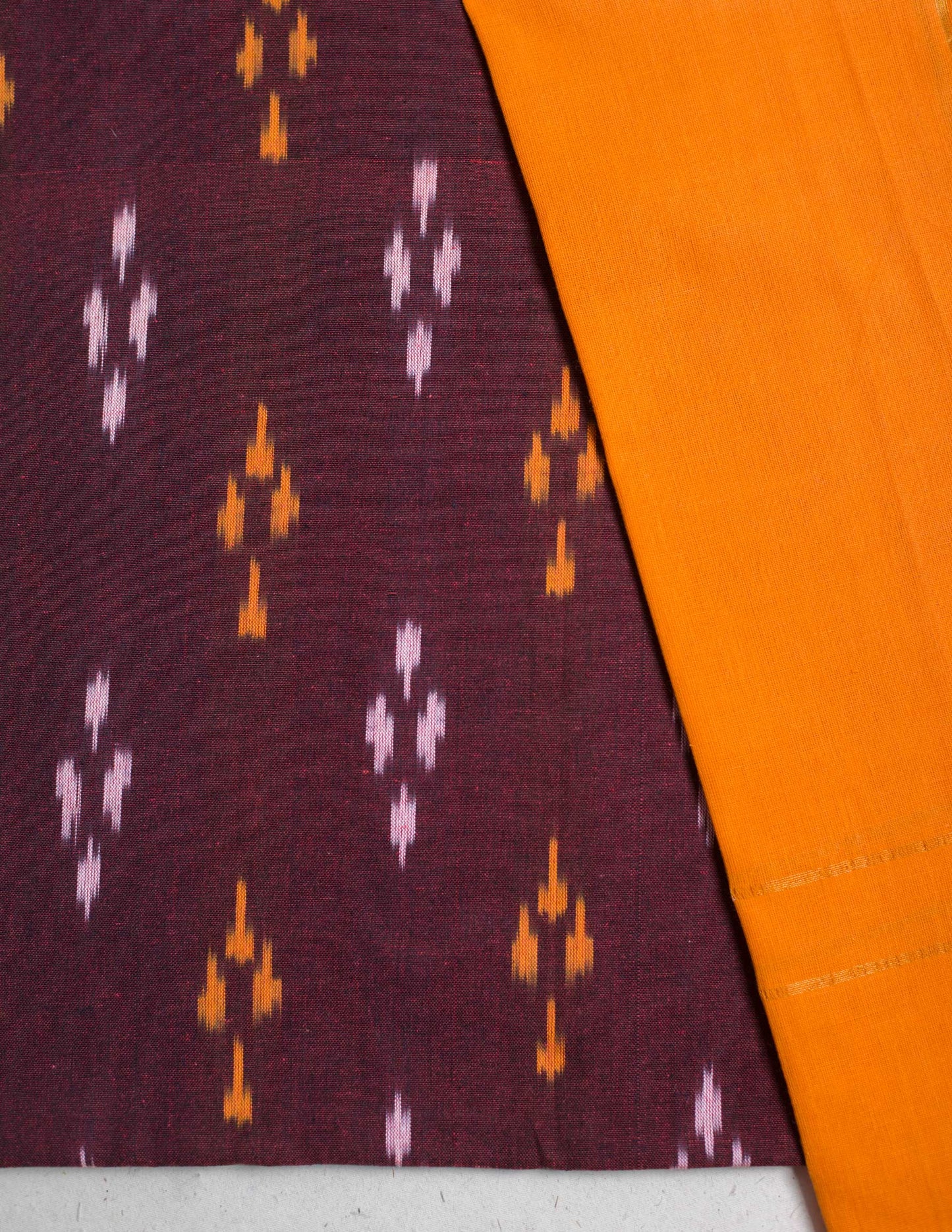 Ikat Handloom Maroon Unstitched Suit Set