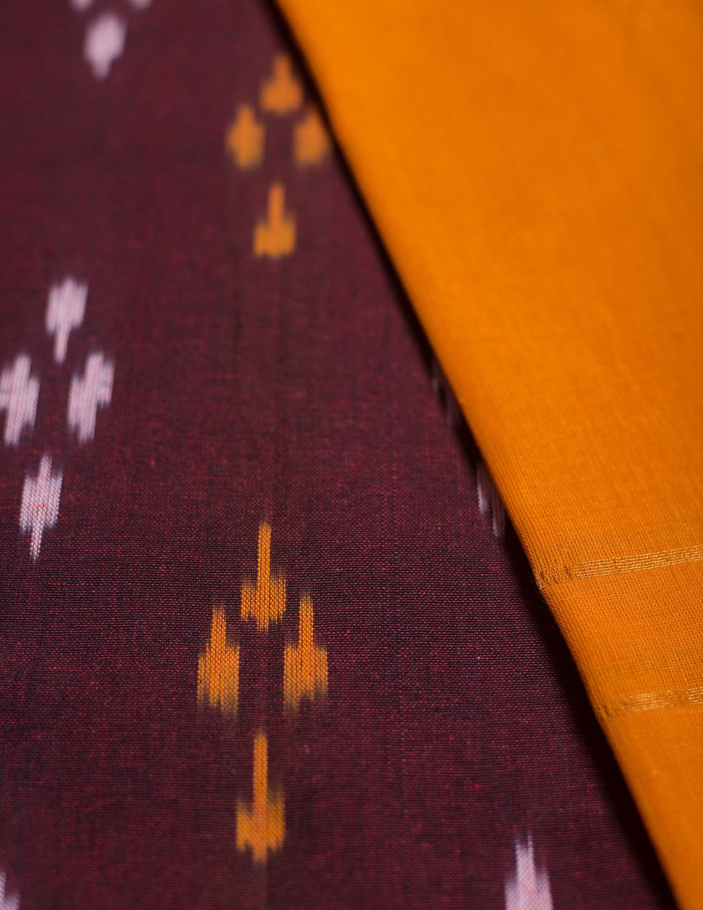 Ikat Handloom Maroon Unstitched Suit Set