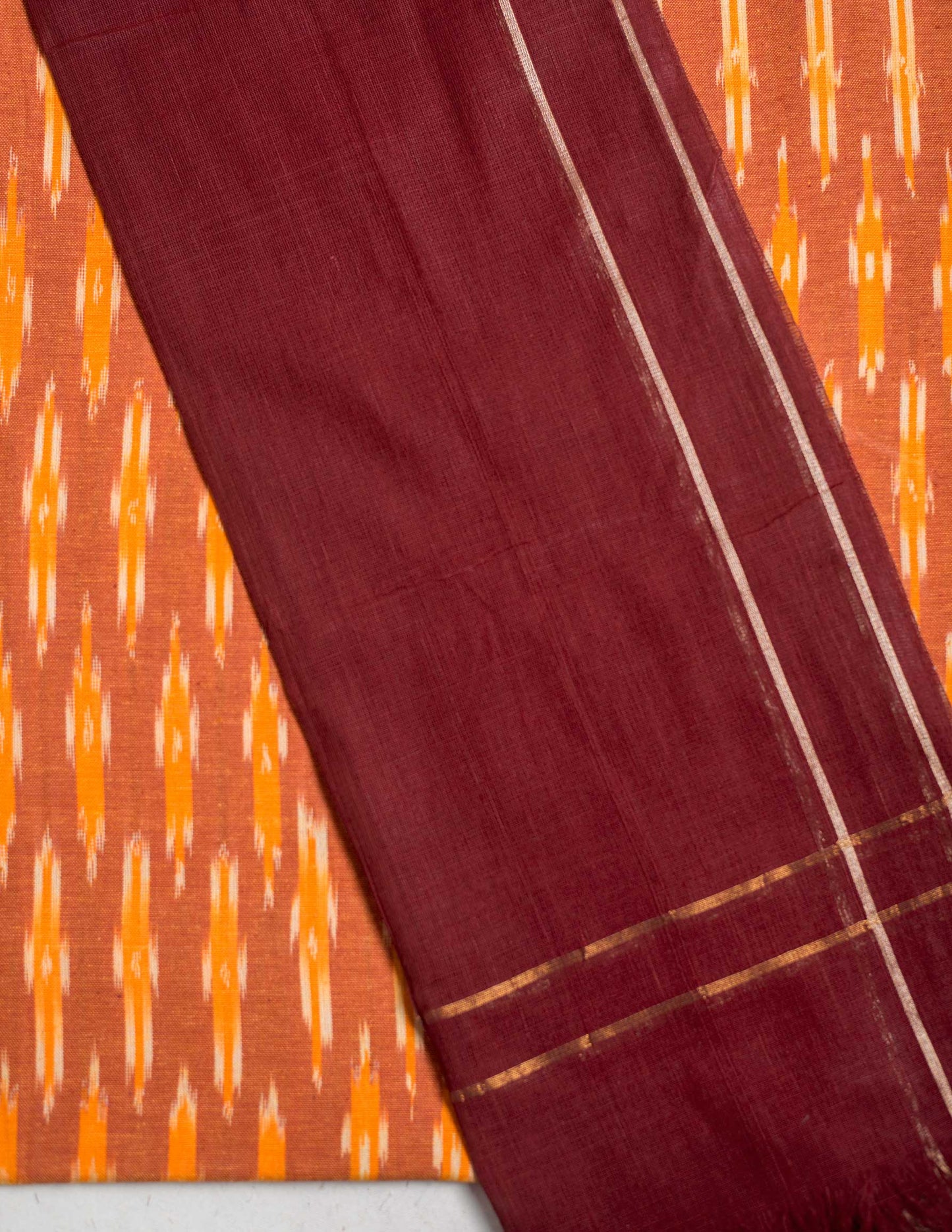 Ikat Handloom Mustard Unstitched Suit Set