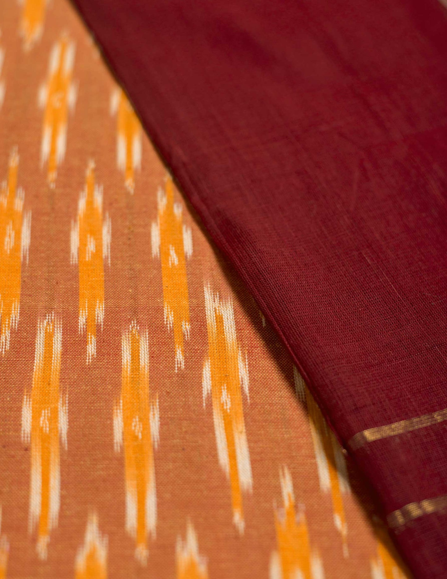 Ikat Handloom Mustard Unstitched Suit Set