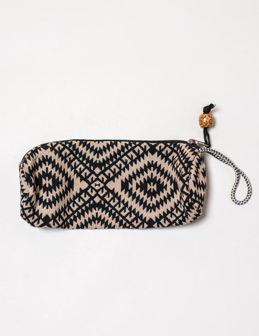 Black & Beige Cotton Pencil Pouch