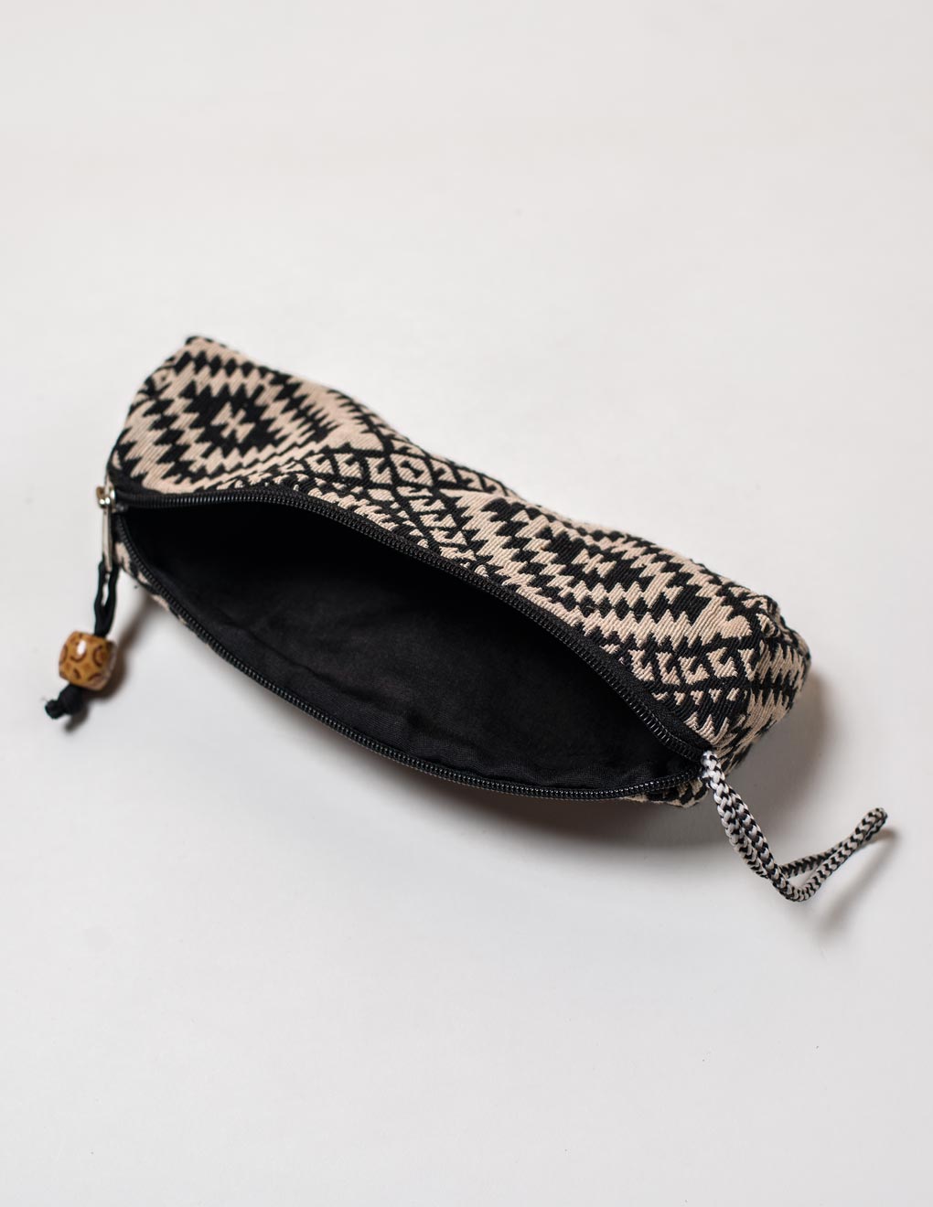 Black & Beige Cotton Pencil Pouch