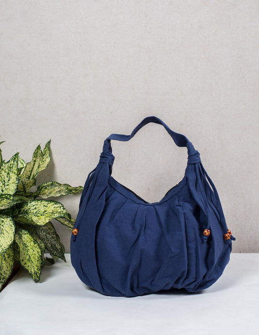 Navy Blue Cotton Tote Bag for Women