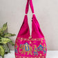 Magenta Cotton Mirror Work Shoulder Bag
