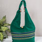 Green Cotton Running Stitch Shoulder Bag