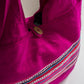 Magenta Cotton Running Stitch Shoulder Bag