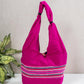 Magenta Cotton Running Stitch Shoulder Bag