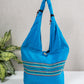 Blue Cotton Running Stitch Shoulder Bag
