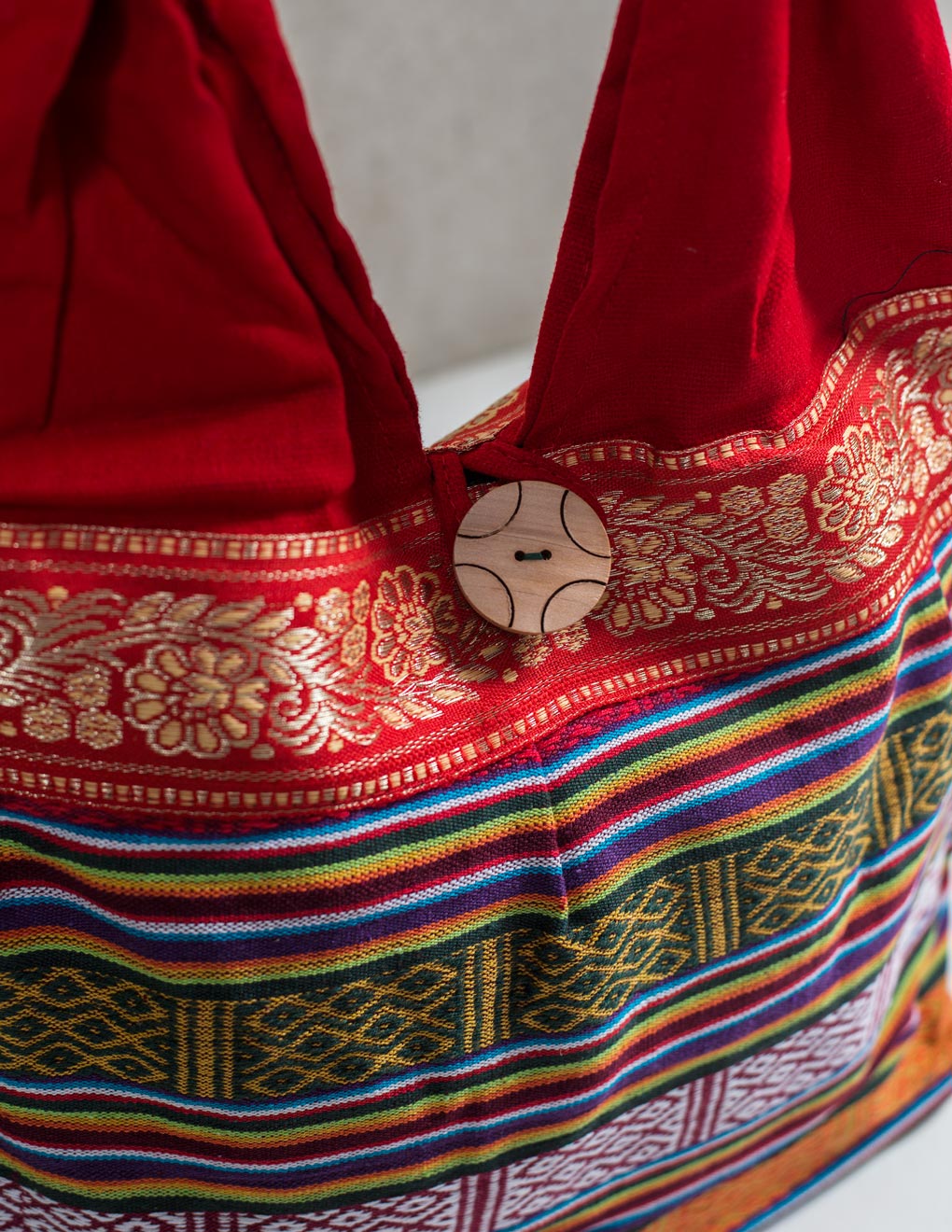 Red Cotton Ethnic Shoulder Bag