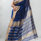 Blue Hand Woven Pure Maheshwari Silk Buti Saree