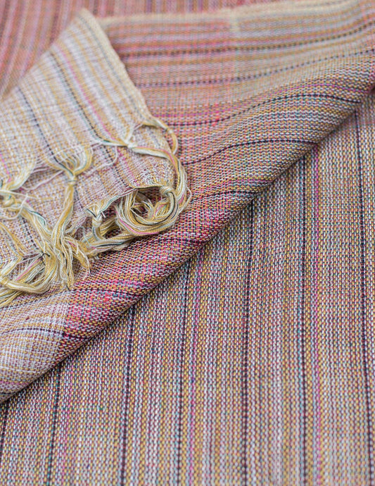 Pink Handloom Cotton Matka Silk Stole