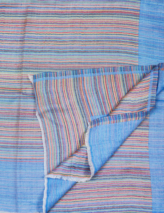 Denim Blue Reversible Stripe Modal Silk Stole